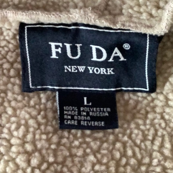 FU DA New York Vegan Suede Jacket Size L Tan Beige - Picture 7 of 10